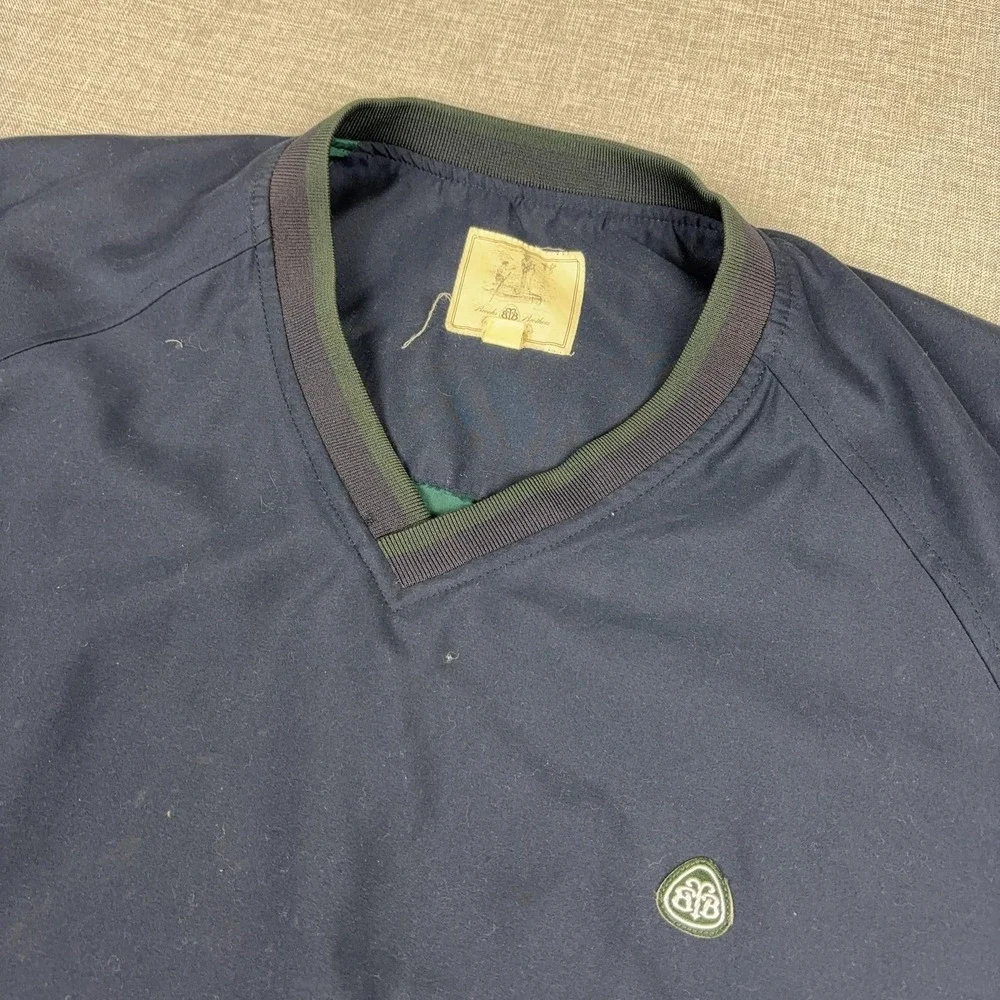 Brooks Brothers Jacket Mens 2XL Blue V-Neck Golf Windbreaker Pullover Lined